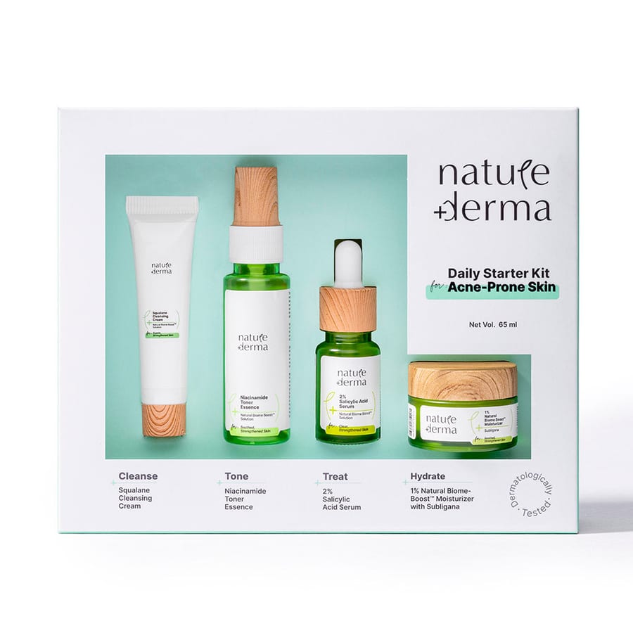 Daily Routine Starter Kit For Acne-Prone Skin - Clear, Strengthened Skin with Natural Biome-Boost™ Solution - 65ml